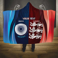 Custom India And England Cricket Hooded Blanket 2025 Men In Blue Three Lions Together