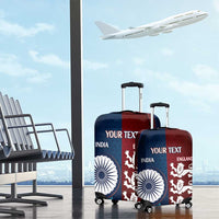 Custom India And England Cricket Luggage Cover 2025 Men In Blue Three Lions Together - Wonder Print Shop