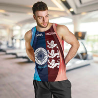 Custom India And England Cricket Men Tank Top 2025 Men In Blue Three Lions Together - Wonder Print Shop