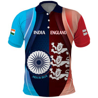 Custom India And England Cricket Polo Shirt 2025 Men In Blue Three Lions Together - Wonder Print Shop