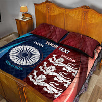 Custom India And England Cricket Quilt Bed Set 2025 Men In Blue Three Lions Together - Wonder Print Shop