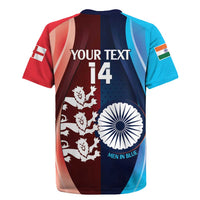 Custom India And England Cricket Rugby Jersey 2025 Men In Blue Three Lions Together - Wonder Print Shop