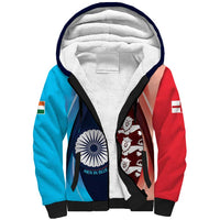 Custom India And England Cricket Sherpa Hoodie 2025 Men In Blue Three Lions Together - Wonder Print Shop