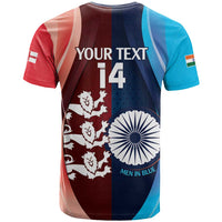 Custom India And England Cricket T Shirt 2025 Men In Blue Three Lions Together - Wonder Print Shop