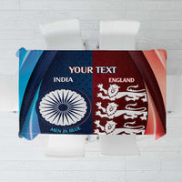 Custom India And England Cricket Tablecloth 2025 Men In Blue Three Lions Together - Wonder Print Shop