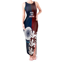 Custom India And England Cricket Tank Maxi Dress 2025 Men In Blue Three Lions Together - Wonder Print Shop