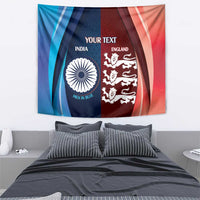 Custom India And England Cricket Tapestry 2025 Men In Blue Three Lions Together - Wonder Print Shop