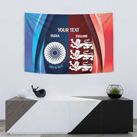 Custom India And England Cricket Tapestry 2025 Men In Blue Three Lions Together - Wonder Print Shop