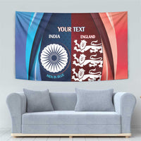 Custom India And England Cricket Tapestry 2025 Men In Blue Three Lions Together - Wonder Print Shop