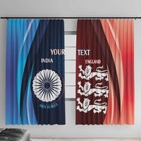 Custom India And England Cricket Window Curtain 2025 Men In Blue Three Lions Together - Wonder Print Shop