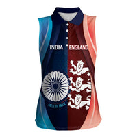 Custom India And England Cricket Women Sleeveless Polo Shirt 2025 Men In Blue Three Lions Together - Wonder Print Shop
