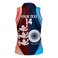 Custom India And England Cricket Women Sleeveless Polo Shirt 2025 Men In Blue Three Lions Together - Wonder Print Shop