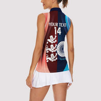 Custom India And England Cricket Women Sleeveless Polo Shirt 2025 Men In Blue Three Lions Together - Wonder Print Shop