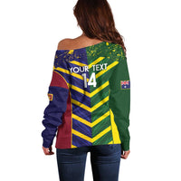 Custom Sri Lanka And Australia Cricket Off Shoulder Sweater 2025 The Lions Baggy Greens Together - Wonder Print Shop