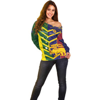 Custom Sri Lanka And Australia Cricket Off Shoulder Sweater 2025 The Lions Baggy Greens Together - Wonder Print Shop