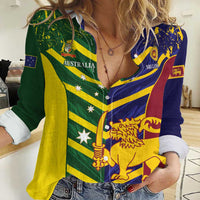 Custom Sri Lanka And Australia Cricket Women Casual Shirt 2025 The Lions Baggy Greens Together - Wonder Print Shop
