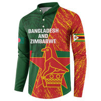 Custom Bangladesh And Zimbabwe Cricket Button Sweatshirt 2025 Tigers Chevrons Together - Wonder Print Shop