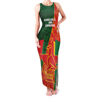 Custom Bangladesh And Zimbabwe Cricket Family Matching Tank Maxi Dress and Hawaiian Shirt 2025 Tigers Chevrons Together - Wonder Print Shop