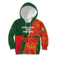 Custom Bangladesh And Zimbabwe Cricket Kid Hoodie 2025 Tigers Chevrons Together - Wonder Print Shop
