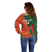 Custom Bangladesh And Zimbabwe Cricket Off Shoulder Sweater 2025 Tigers Chevrons Together - Wonder Print Shop