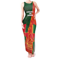 Custom Bangladesh And Zimbabwe Cricket Tank Maxi Dress 2025 Tigers Chevrons Together - Wonder Print Shop