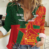 Custom Bangladesh And Zimbabwe Cricket Women Casual Shirt 2025 Tigers Chevrons Together - Wonder Print Shop