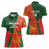 Custom Bangladesh And Zimbabwe Cricket Women Polo Shirt 2025 Tigers Chevrons Together - Wonder Print Shop