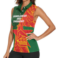 Custom Bangladesh And Zimbabwe Cricket Women Sleeveless Polo Shirt 2025 Tigers Chevrons Together - Wonder Print Shop