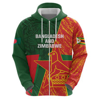 Custom Bangladesh And Zimbabwe Cricket Zip Hoodie 2025 Tigers Chevrons Together - Wonder Print Shop