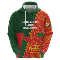 Custom Bangladesh And Zimbabwe Cricket Zip Hoodie 2025 Tigers Chevrons Together - Wonder Print Shop
