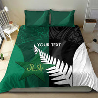 Custom New Zealand And Pakistan Cricket Bedding Set 2025 Black Cap Shaheens Together - Wonder Print Shop