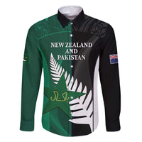 Custom New Zealand And Pakistan Cricket Family Matching Long Sleeve Bodycon Dress and Hawaiian Shirt 2025 Black Cap Shaheens Together - Wonder Print Shop