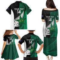 Custom New Zealand And Pakistan Cricket Family Matching Puletasi and Hawaiian Shirt 2025 Black Cap Shaheens Together - Wonder Print Shop