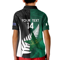 Custom New Zealand And Pakistan Cricket Kid Polo Shirt 2025 Black Cap Shaheens Together - Wonder Print Shop