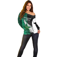 Custom New Zealand And Pakistan Cricket Off Shoulder Sweater 2025 Black Cap Shaheens Together - Wonder Print Shop