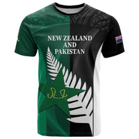 Custom New Zealand And Pakistan Cricket T Shirt 2025 Black Cap Shaheens Together - Wonder Print Shop