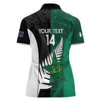 Custom New Zealand And Pakistan Cricket Women Polo Shirt 2025 Black Cap Shaheens Together - Wonder Print Shop