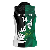 Custom New Zealand And Pakistan Cricket Women Sleeveless Polo Shirt 2025 Black Cap Shaheens Together - Wonder Print Shop