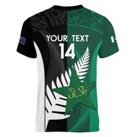 Custom New Zealand And Pakistan Cricket Women V-Neck T-Shirt 2025 Black Cap Shaheens Together - Wonder Print Shop