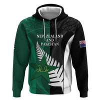 Custom New Zealand And Pakistan Cricket Zip Hoodie 2025 Black Cap Shaheens Together - Wonder Print Shop