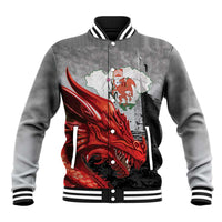 Wales Cardiff Capital Baseball Jacket Welsh Red Dragon Castell Caerdydd - Wonder Print Shop