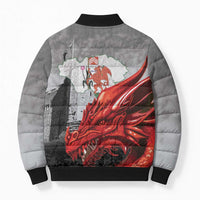 Wales Cardiff Capital Bomber Puffer Jacket Welsh Red Dragon Castell Caerdydd - Wonder Print Shop