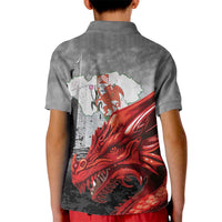 Wales Cardiff Capital Kid Polo Shirt Welsh Red Dragon Castell Caerdydd - Wonder Print Shop
