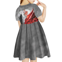 Wales Cardiff Capital Kid Short Sleeve Dress Welsh Red Dragon Castell Caerdydd - Wonder Print Shop