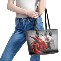 Wales Cardiff Capital Leather Tote Bag Welsh Red Dragon Castell Caerdydd - Wonder Print Shop