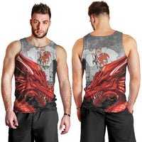 Wales Cardiff Capital Men Tank Top Welsh Red Dragon Castell Caerdydd - Wonder Print Shop