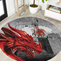 Wales Cardiff Capital Round Carpet Welsh Red Dragon Castell Caerdydd - Wonder Print Shop