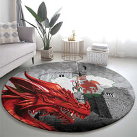 Wales Cardiff Capital Round Carpet Welsh Red Dragon Castell Caerdydd - Wonder Print Shop