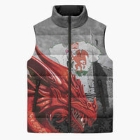 Wales Cardiff Capital Sleeveless Puffer Jacket Welsh Red Dragon Castell Caerdydd - Wonder Print Shop