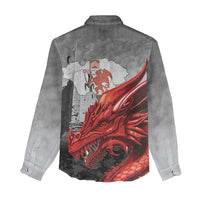 Wales Cardiff Capital Women Casual Shirt Welsh Red Dragon Castell Caerdydd - Wonder Print Shop